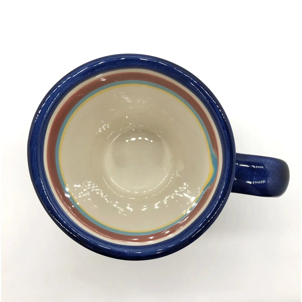 Pottery Barn Espadrille Stripe Coffee Mugs Set of 2 Multicolor Striped Stoneware